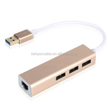 High Quality USB 3.0 Hub Ports with RJ45 Cable Adapter